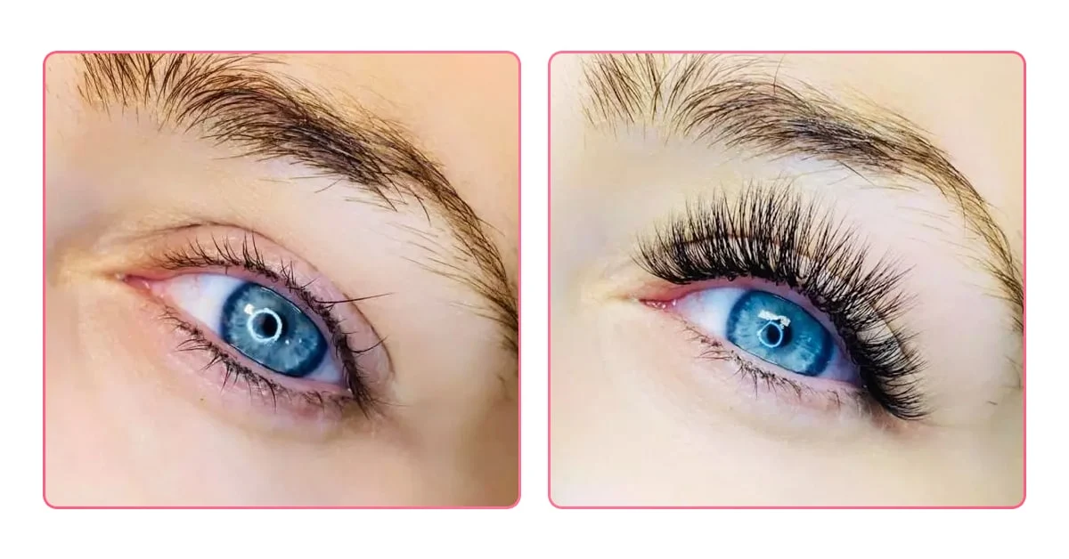Before and After Lash Extensions Damage